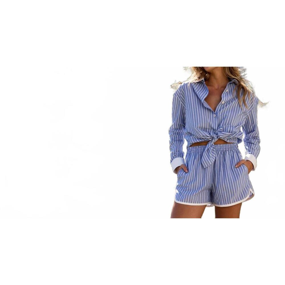 NEW SUNDAY RITUAL women's amelia shorts in blue stripe